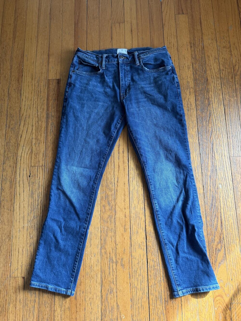 Mutual Weave Jeans Men’s Blue Medium Wash Tapered Stretch Denim Pants 32x32